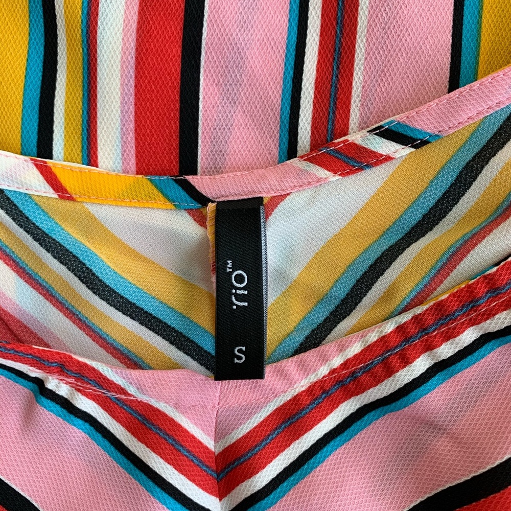 NWOT Bright Striped Pink and Yellow Blouse - Picture 5 of 7